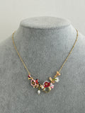 Pre-loved Les Néréides Floral Garden Necklace – Gold Chain with Enamel Flowers