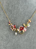 Pre-loved Les Néréides Floral Garden Necklace – Gold Chain with Enamel Flowers