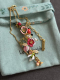 Pre-loved Les Néréides Floral Garden Necklace – Gold Chain with Enamel Flowers