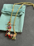 Pre-loved Les Néréides Spring Burst Statement Necklace – Gold, Red & Pink