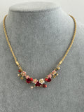Pre-loved Les Néréides Spring Burst Statement Necklace – Gold, Red & Pink