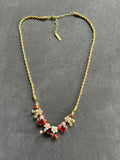 Pre-loved Les Néréides Spring Burst Statement Necklace – Gold, Red & Pink