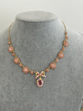 Pre-loved Les Néréides Pink Floral Bow Necklace