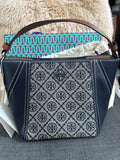 Tory Burch T Monogram Jacquard Bucket Bag in Tory Navy