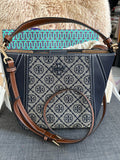 Tory Burch T Monogram Jacquard Bucket Bag in Tory Navy
