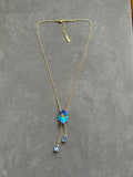 Pre-loved Les Néréides Blue Flower Pendant Necklace