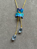 Pre-loved Les Néréides Blue Flower Pendant Necklace