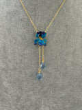 Pre-loved Les Néréides Blue Flower Pendant Necklace