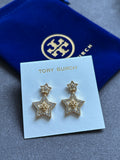 Pre-loved Tory Burch Gold Star Drop Earrings