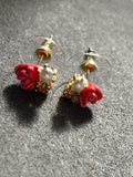 Pre-loved Les nereides pearl and rose stud earrings