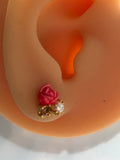 Pre-loved Les nereides pearl and rose stud earrings