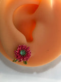 Pre-loved Les nereides flower stud earrings