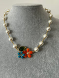 VINTAGE STYLE FLOWER PEARL NECKLACE