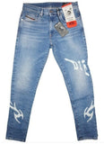 Diesel D-Strukt 009DW Men’s Slim Fit Blue Graphic Jeans
