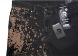 DIESEL D-AMNY-Y 009KQ Men’s Black Skinny Jeans Brown Splatter W36 L34