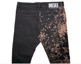DIESEL D-AMNY-Y 009KQ Men’s Black Skinny Jeans Brown Splatter W36 L34