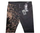 DIESEL D-AMNY-Y 009KQ Men’s Black Skinny Jeans Brown Splatter W36 L34