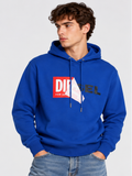 DIESEL S-ALBY Men’s Blue Logo Hoodie Sweatshirt Size S Pullover
