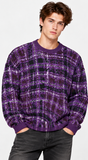 Just Cavalli Men's Purple & Black Patterned Wool Blend Knit Jumper – Size M