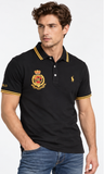 POLO RALPH LAUREN Custom Slim Fit Men’s Polo Shirt Size L Black Gold Crest