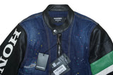 DSQUARED2 x Honda Men's Denim Jacket Black Leather Sleeves IT46 S71AN0451