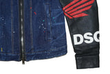 DSQUARED2 x Honda Men's Denim Jacket Black Leather Sleeves IT46 S71AN0451