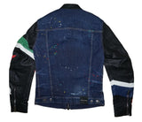 DSQUARED2 x Honda Men's Denim Jacket Black Leather Sleeves IT46 S71AN0451