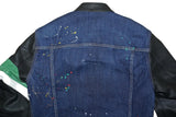 DSQUARED2 x Honda Men's Denim Jacket Black Leather Sleeves IT46 S71AN0451