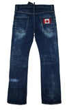 DSQUARED2 Boot Cut Jeans S74LB1381 Size IT48 Blue Faded Denim Canadian Flag
