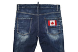 DSQUARED2 Boot Cut Jeans S74LB1381 Size IT48 Blue Faded Denim Canadian Flag