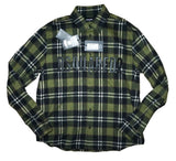 DSQUARED2 Men's Green Black Checked Flannel Shirt Logo Front Size IT 48