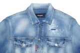 DSQUARED2 Boxy Jean Jacket Men's IT 52 Blue Distressed Denim ICON Back S79AM0048