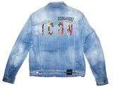 DSQUARED2 Boxy Jean Jacket Men's IT 52 Blue Distressed Denim ICON Back S79AM0048