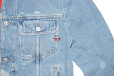 DIESEL D-Barcy Men’s Distressed Bleached Denim Jacket Light Blue Size S