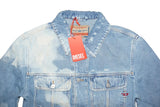 DIESEL D-Barcy Men’s Distressed Bleached Denim Jacket Light Blue Size S
