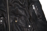 DIESEL L-STEPHEN Men's Black Leather Bomber Aviator Jacket Size S Authentic