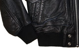 DIESEL L-STEPHEN Men's Black Leather Bomber Aviator Jacket Size S Authentic