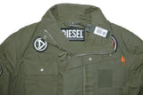 DIESEL J-BATTLE JACKET MEN'S MILITARY GREEN UTILITY FIELD PATCHES AUTHENTIC