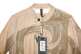 BLAUER USA AYDEN TWO-TONE LEATHER JACKET MEN'S SIZE S TAN BEIGE BIKER AUTHENTIC