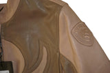 BLAUER USA AYDEN TWO-TONE LEATHER JACKET MEN'S SIZE S TAN BEIGE BIKER AUTHENTIC