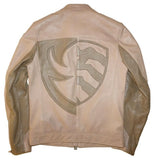 BLAUER USA AYDEN TWO-TONE LEATHER JACKET MEN'S SIZE S TAN BEIGE BIKER AUTHENTIC