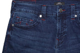 TRUE RELIGION RICKY Jeans W34 Men’s Relaxed Straight Fit Blue Denim Red Stitch