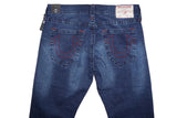 TRUE RELIGION RICKY Jeans W34 Men’s Relaxed Straight Fit Blue Denim Red Stitch
