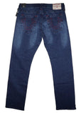 TRUE RELIGION RICKY Jeans W34 Men’s Relaxed Straight Fit Blue Denim Red Stitch