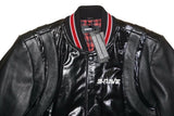 DIESEL L-BILLY Leather Jacket Men’s Size L Black Glossy Varsity Bomber