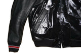 DIESEL L-BILLY Leather Jacket Men’s Size L Black Glossy Varsity Bomber