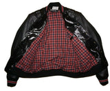 DIESEL L-BILLY Leather Jacket Men’s Size L Black Glossy Varsity Bomber