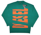 Diesel K-Logox-A Men’s Wool Blend Logo Jumper – Green/Orange – Size L