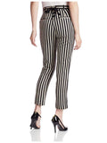 DIESEL P-CASSIA-A Women's High Waist Striped Cigarette Trousers – Black Beige