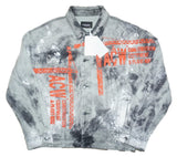 A-COLD-WALL* Men's Grey Acid Wash Denim Jacket – Orange ACW Graphic, Size 48